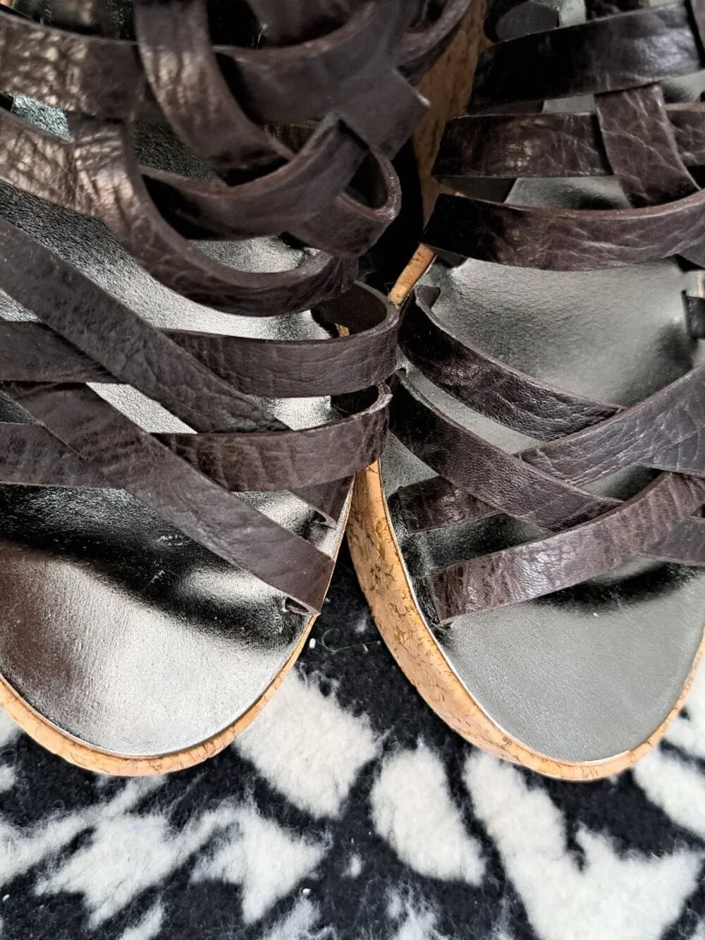 Tory Burch Women Size 6M Shoes Wedges high heel Cork leather buckle Sandals